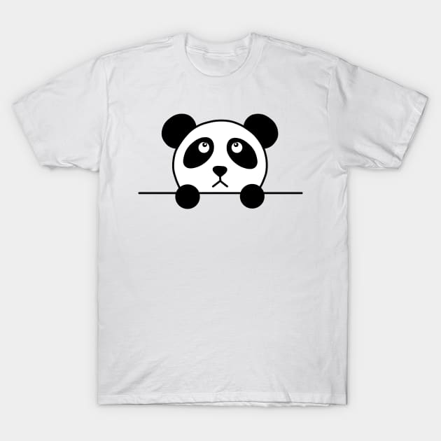 Cute Grumpy Panda Peekaboo T-Shirt by PanyaCreative